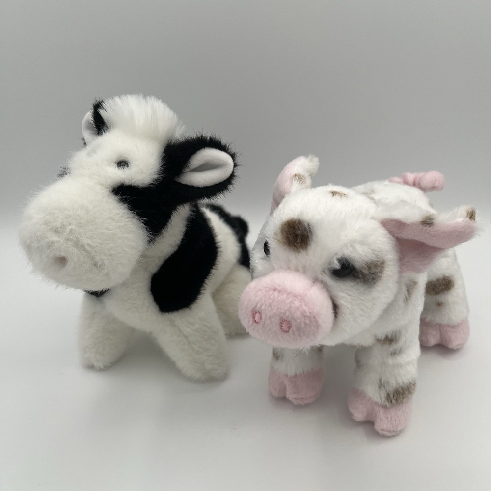 Douglas Gladys Cow And Yogi Spotted Pig 6" Plush Lot Of 2 Stuffed 7006 1540